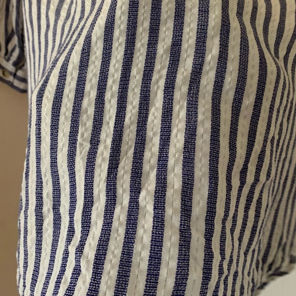 Blue silver and white pinstripe button-down shirt - Picture 7 of 8